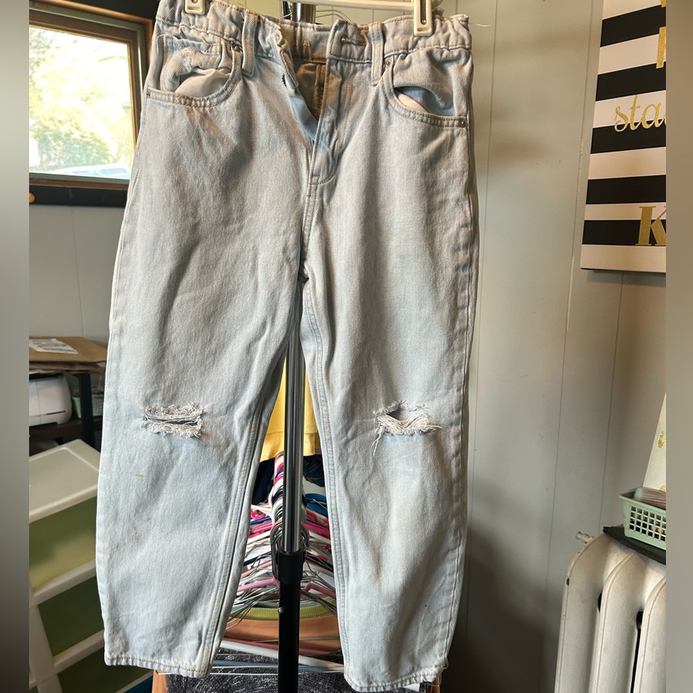 Old Navy high rise slouchy wide leg light colored jeans